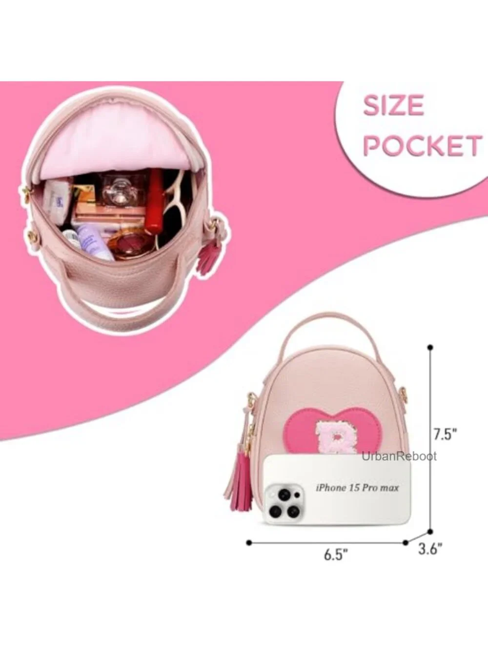 Personalized Girls Purse Faux Leather Crossbody Bag Adjustable Strap